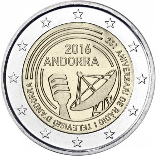Andorra - 2 € 25° anniversario radiotelevisione 2016
