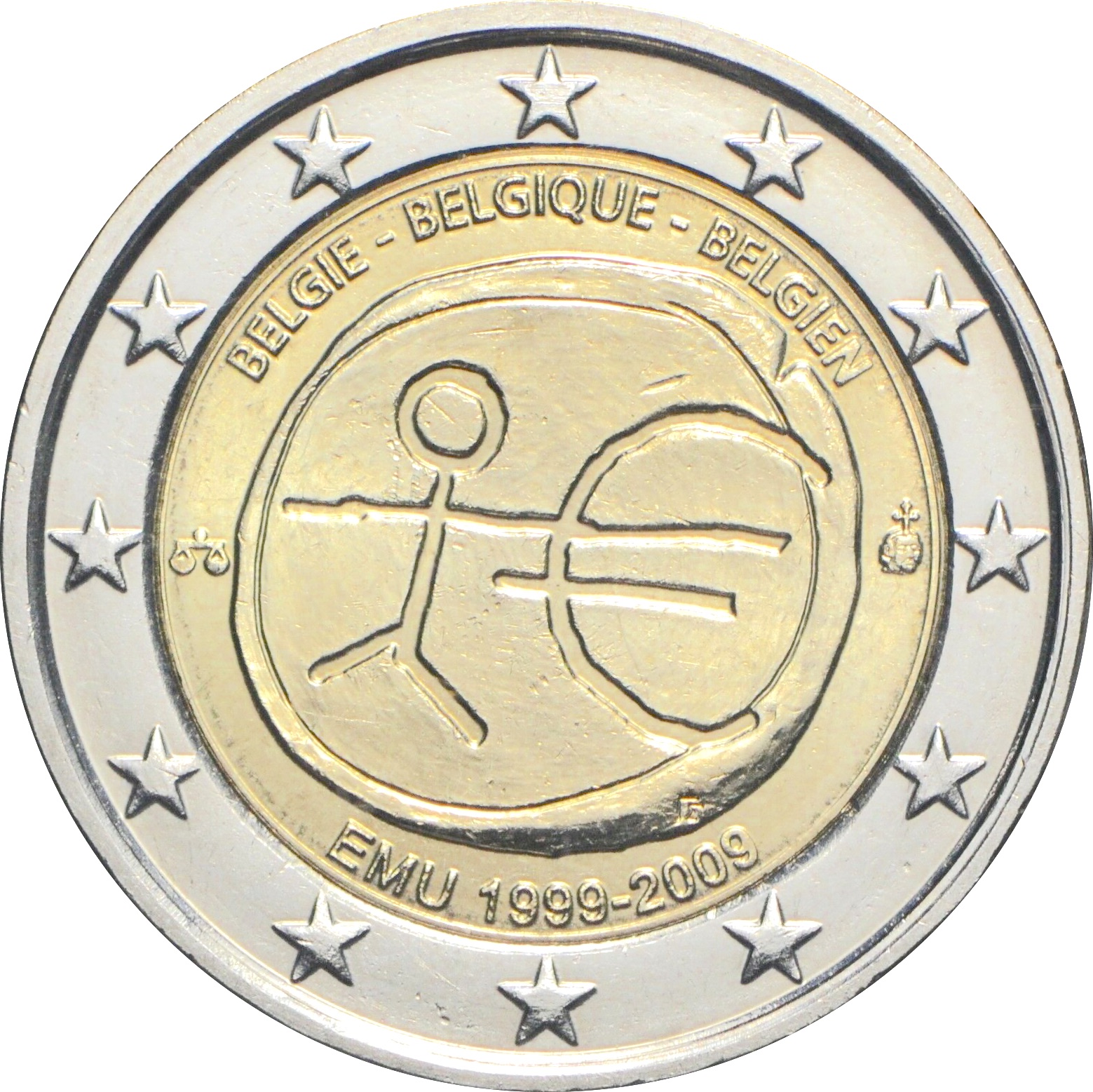 Belgio - 2 € 10° anniversario U.E.M. 2009