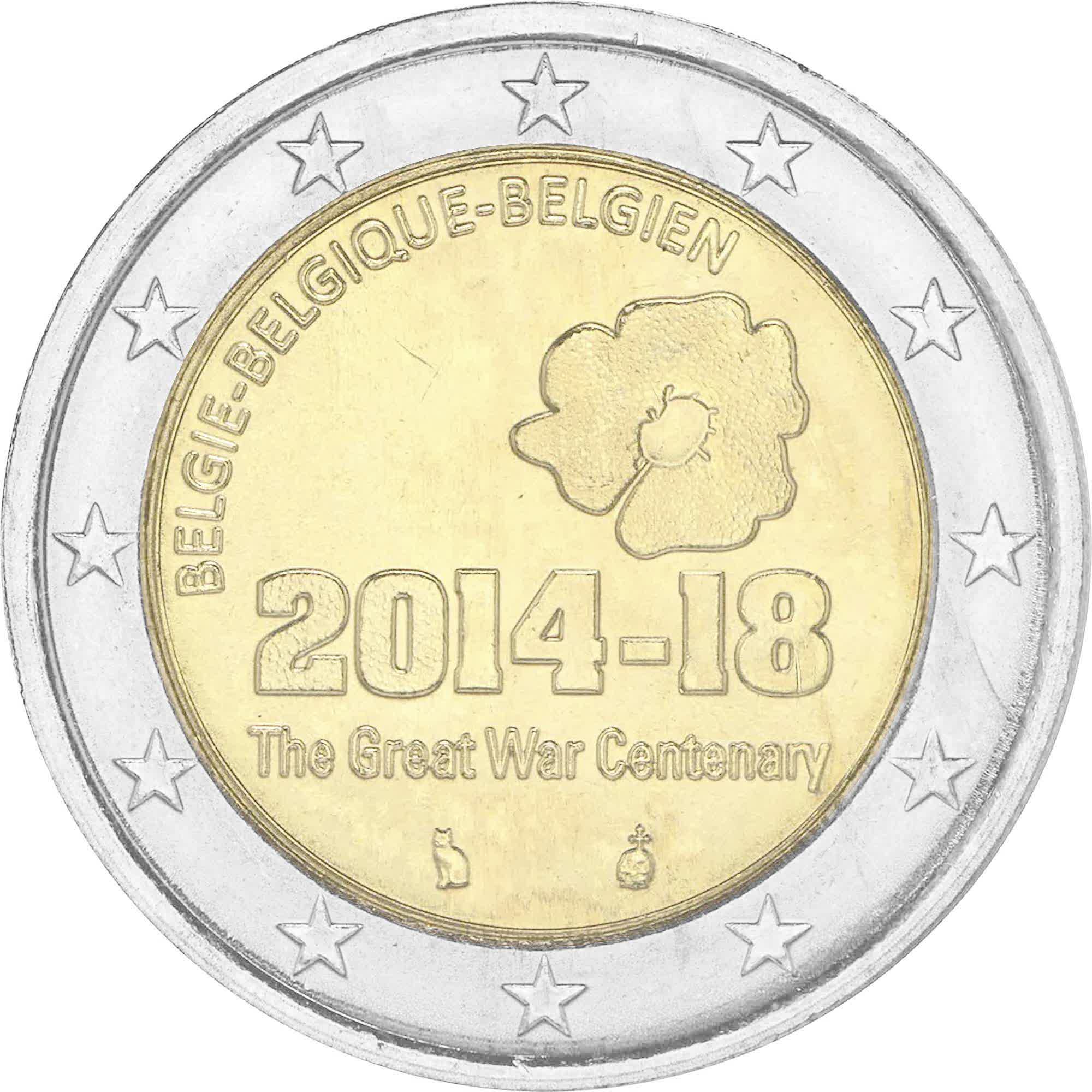 Belgio - 2 € 100° anniversario 1° Guerra mondiale 2014
