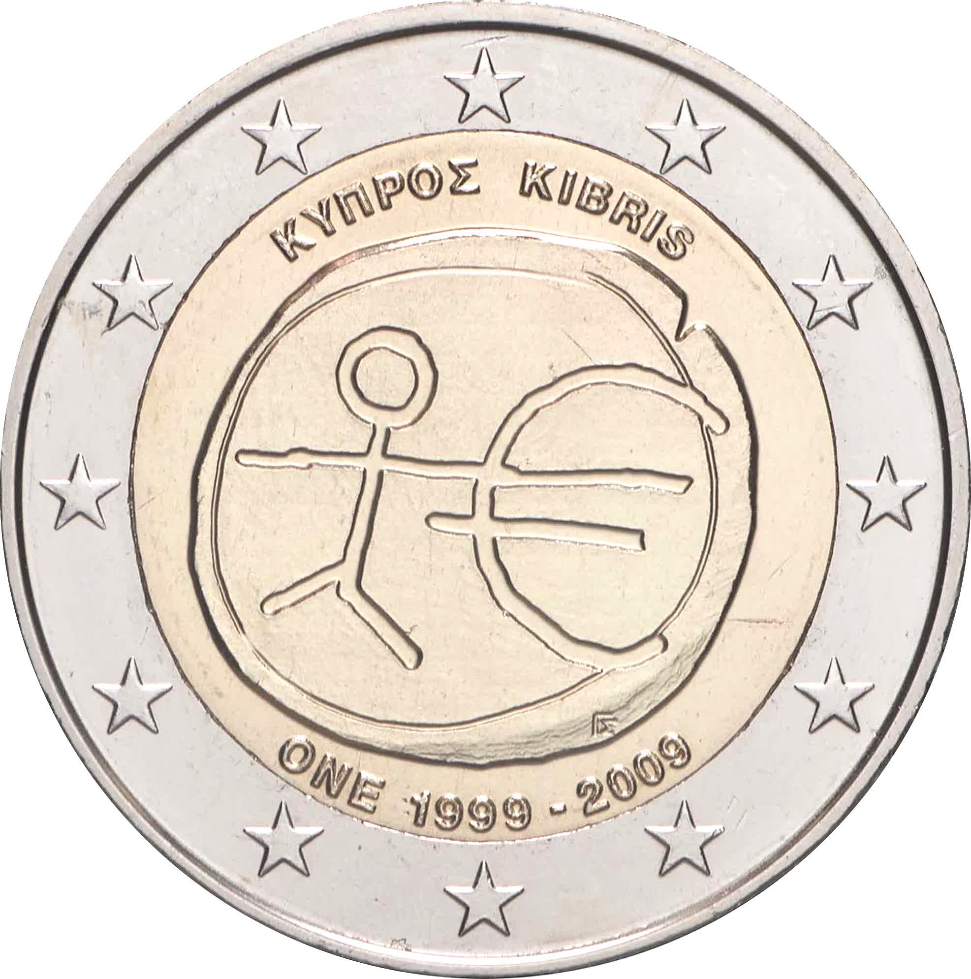 Cipro - 2 € 10° anniversario U.E.M. 2009