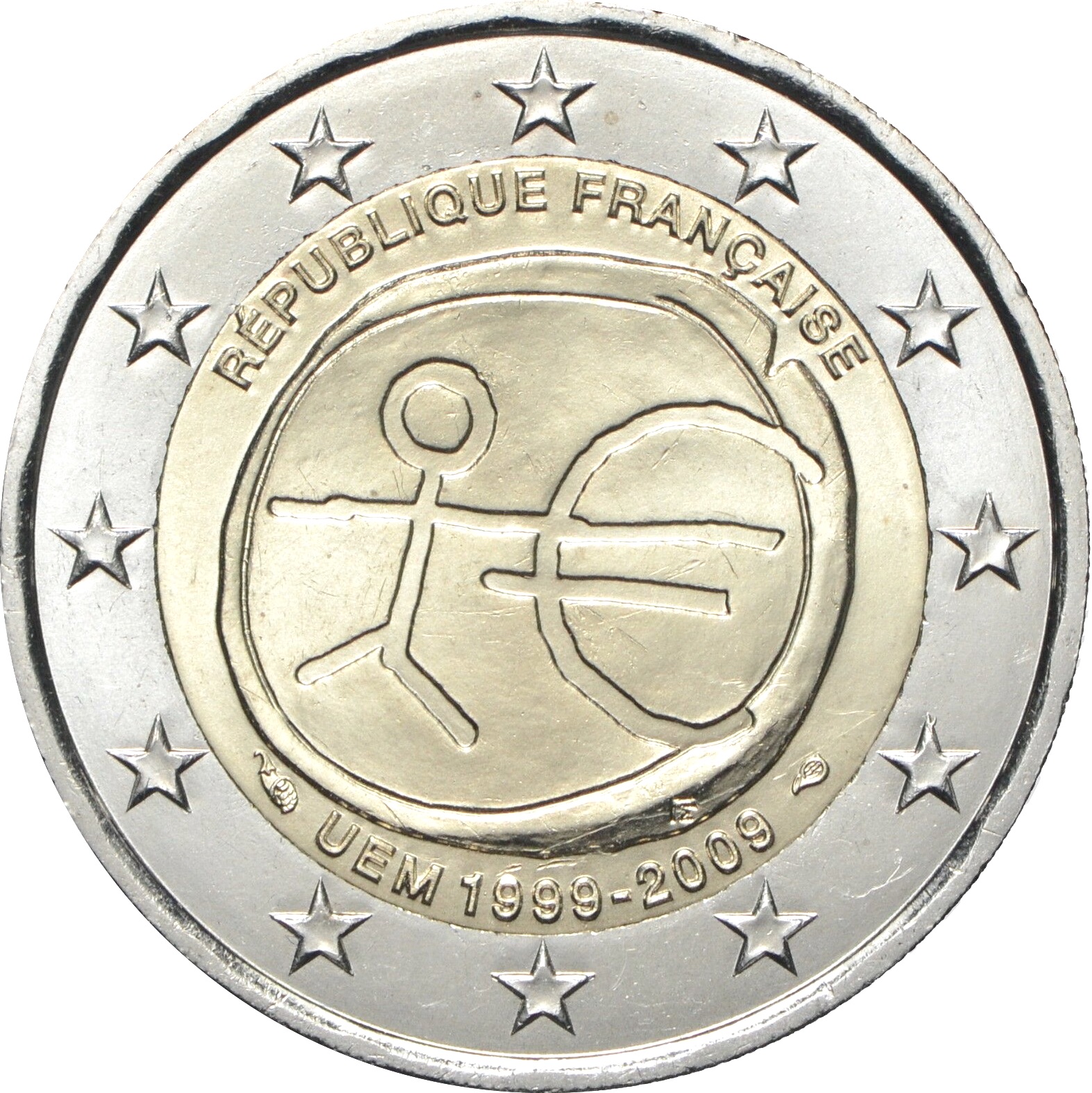 Francia - 2 € 10° anniversario U.E.M. 2009
