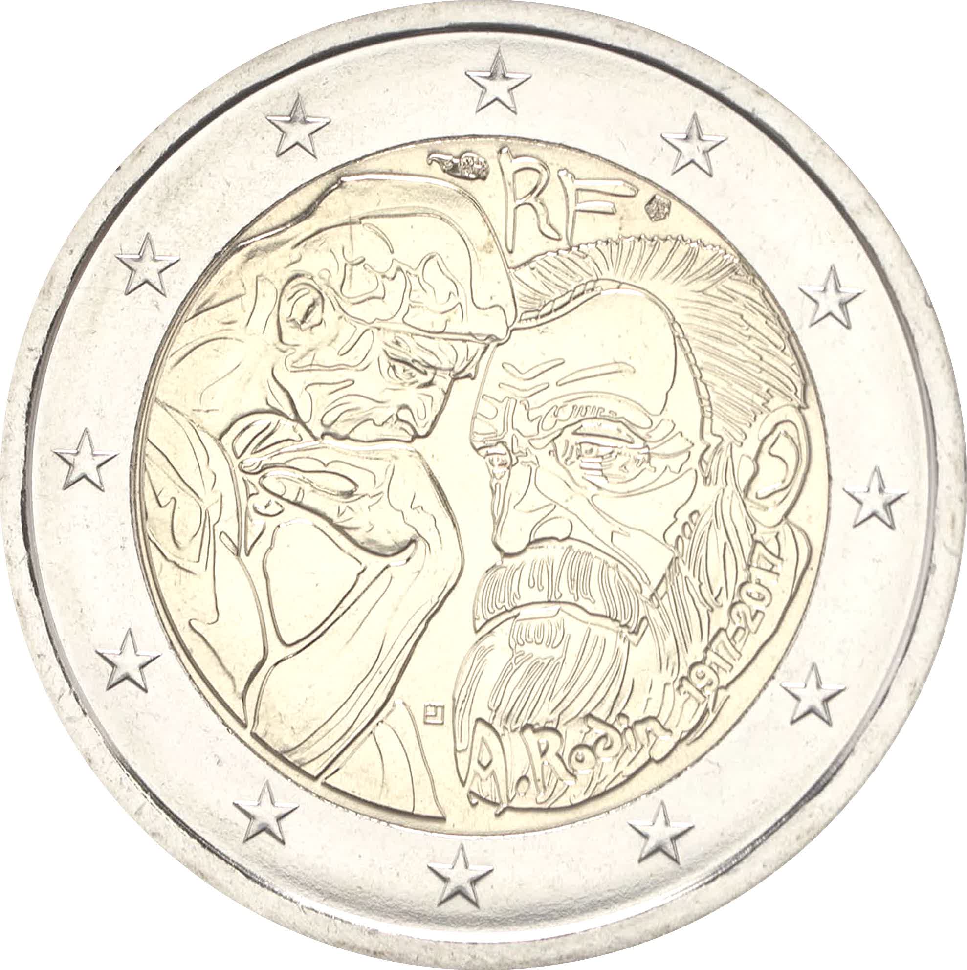 Francia - 2 € 100° anniversario di Auguste Rodin 2017