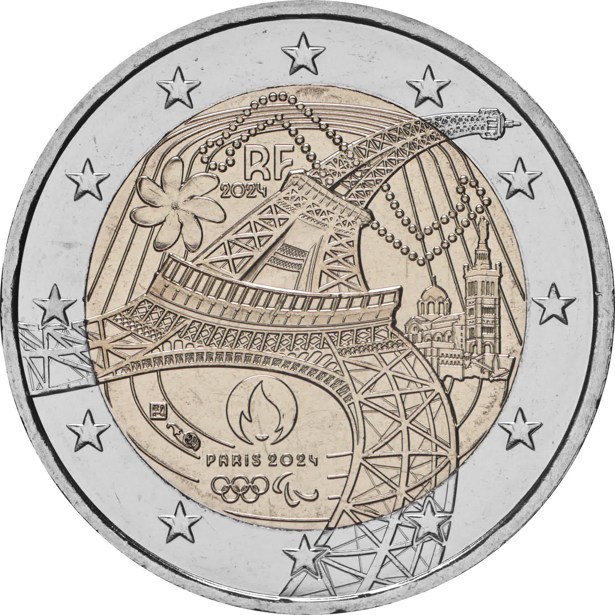 Francia 2024 - 2 € Olimpiadi Parigi, Torre Eiffel Francia 2024 - 2 € Olimpiadi Parigi, Torre Eiffel