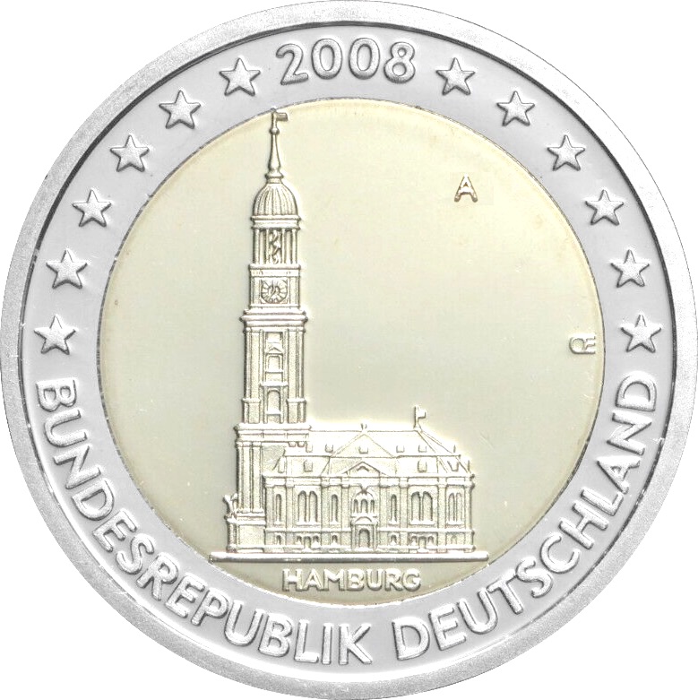 Germania - 2 € Amburgo - Chiesa di San Michele 2008