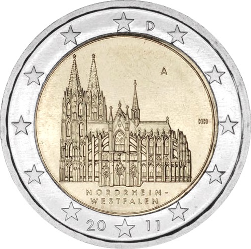 Germania - 2 € Nordrhein-Westfalen Cattedrale di Colonia 2011