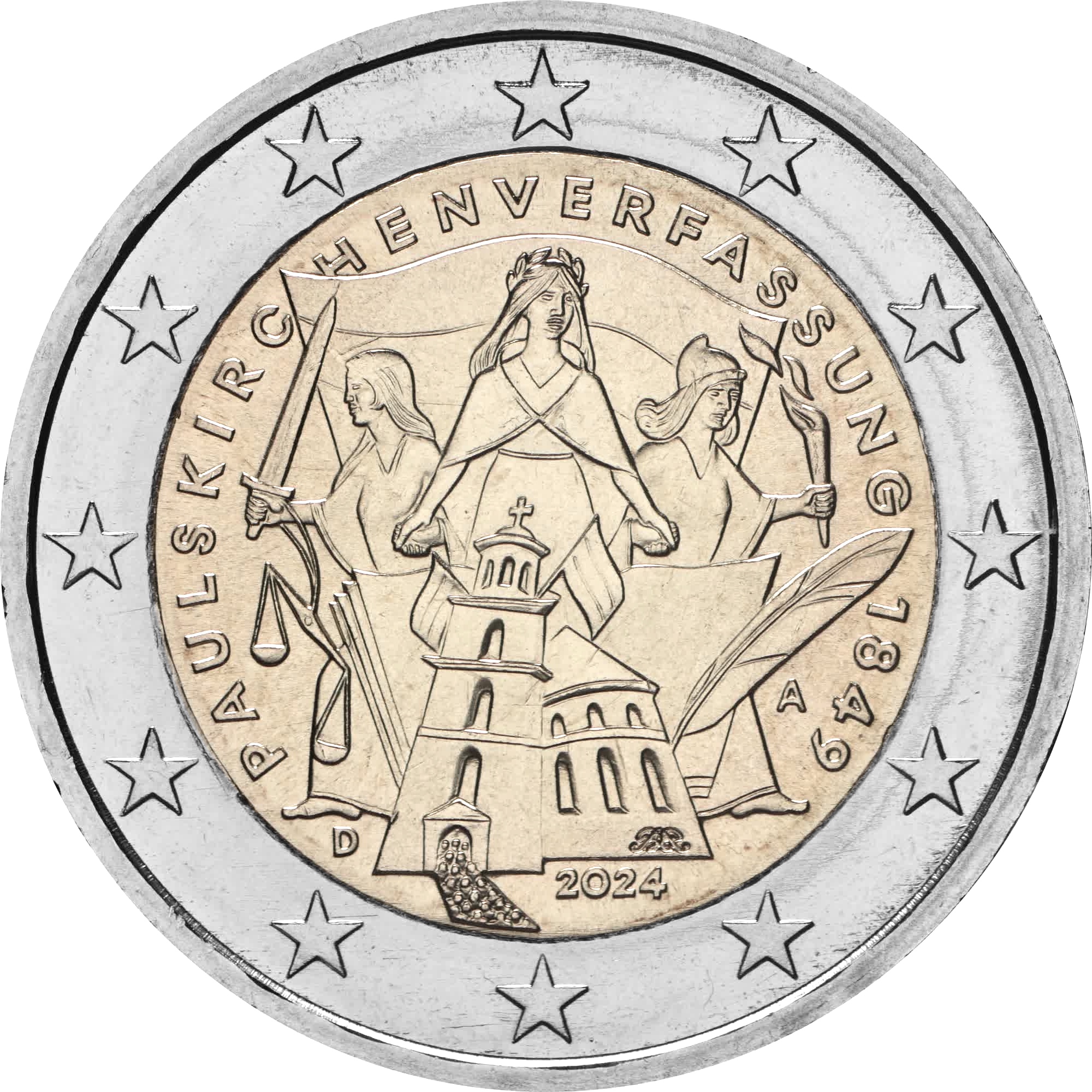 Germania 2024: 2 € 175° Anniversario della Costituzione di Paulskirchen Germania 2024: 2 € 175° Anniversario della Costituzione di Paulskirchen