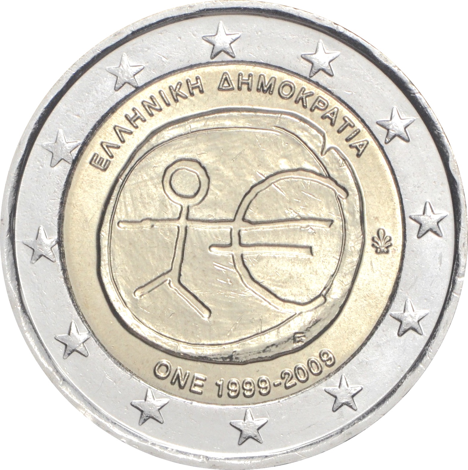 Grecia - 2 € 10° anniversario U.E.M. 2009
