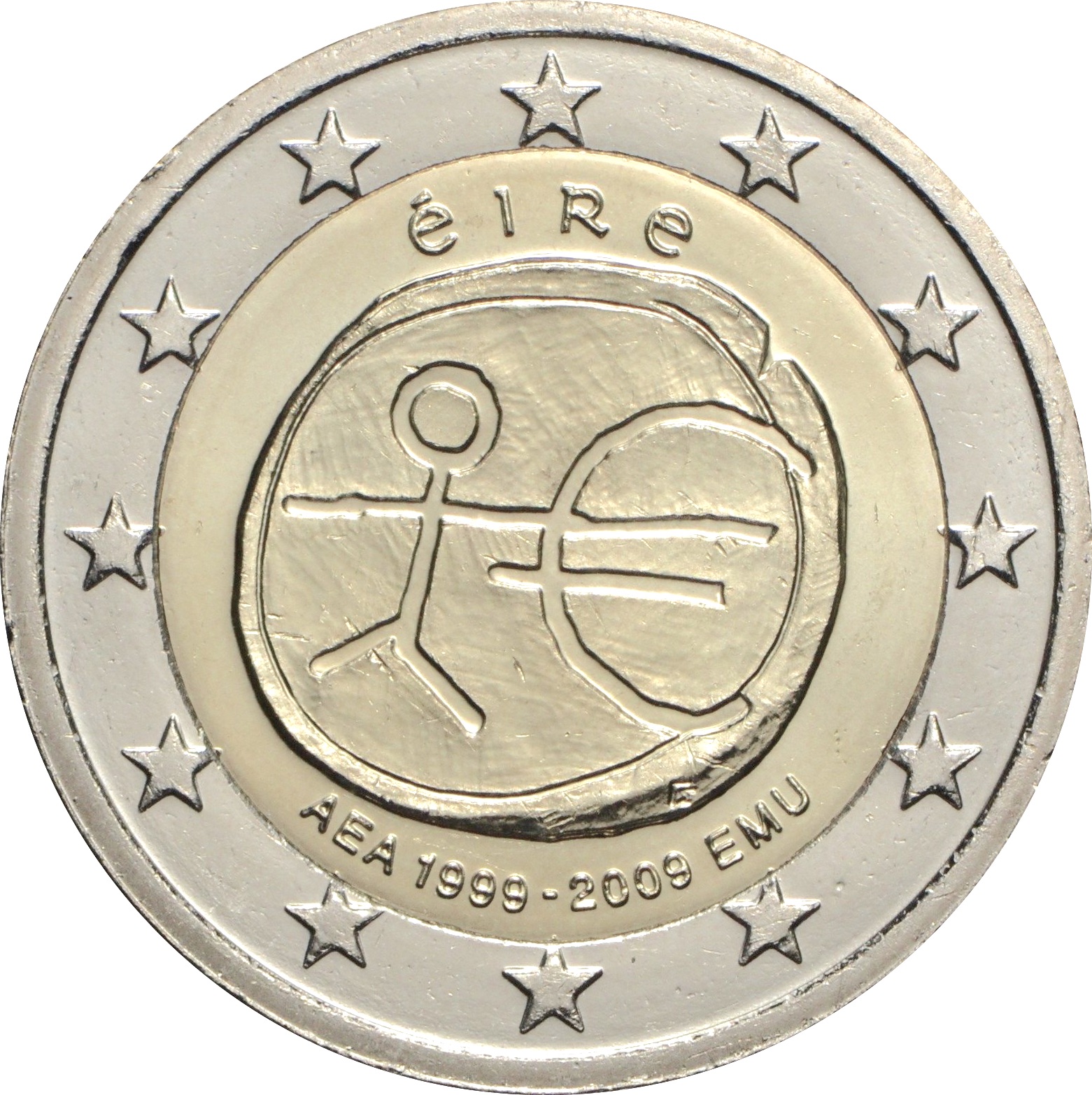 Irlanda - 2 € 10° anniversario U.E.M. 2009