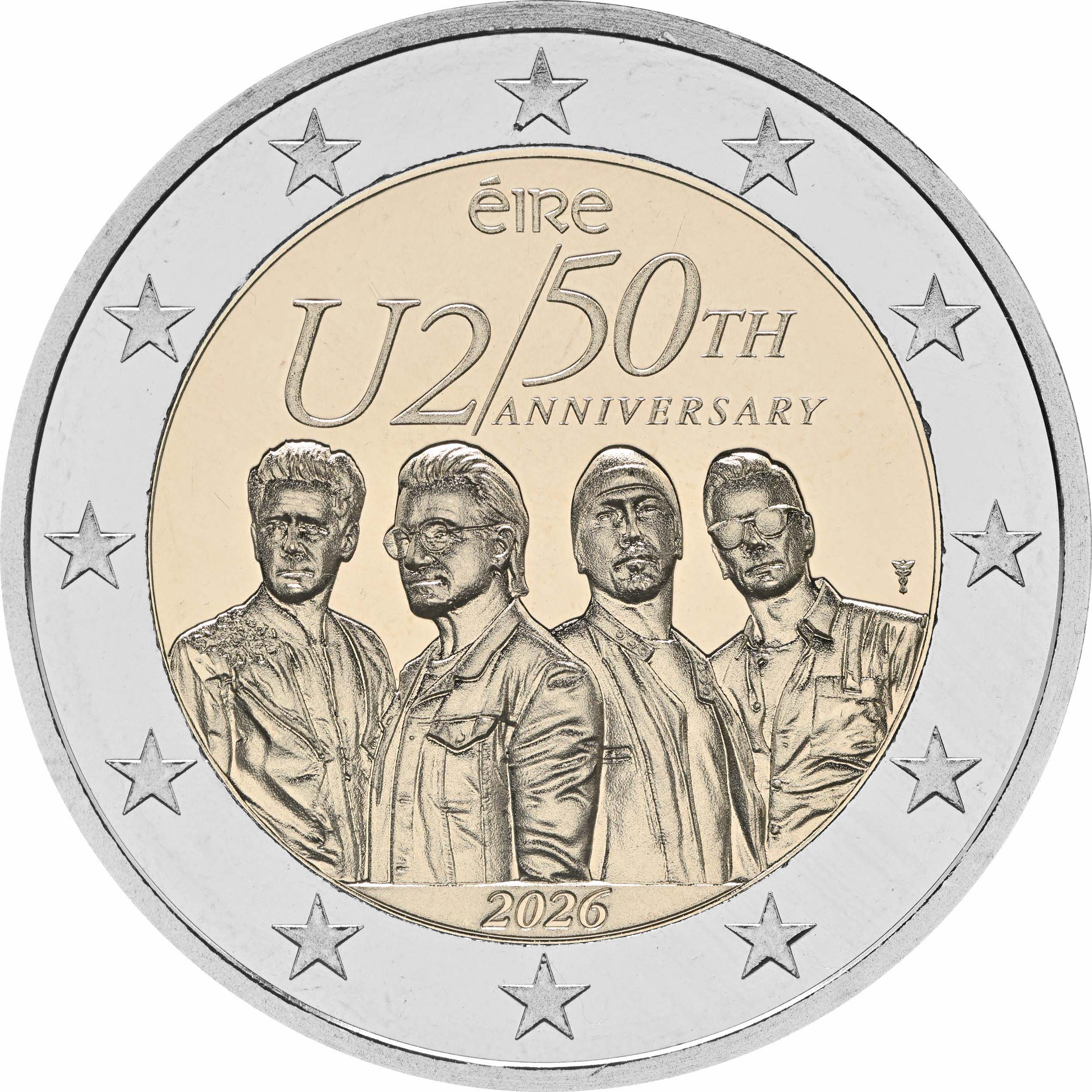 Irlanda 2026 - 2 € 50° anniversario band U2 Irlanda 2026 - 2 € 50° anniversario band U2
