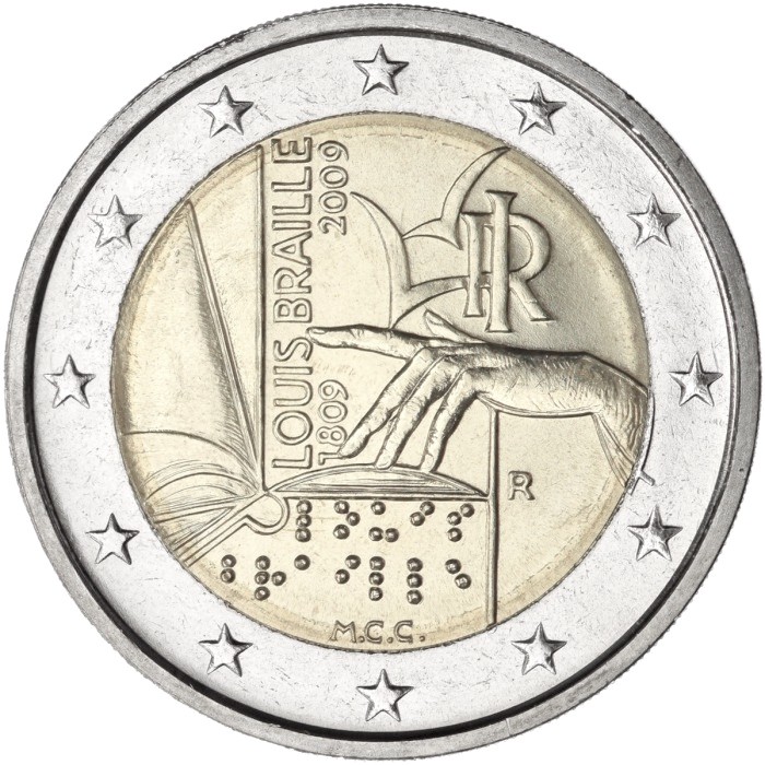 Italia - 2 € 200° anniversario Louis Braille 2009