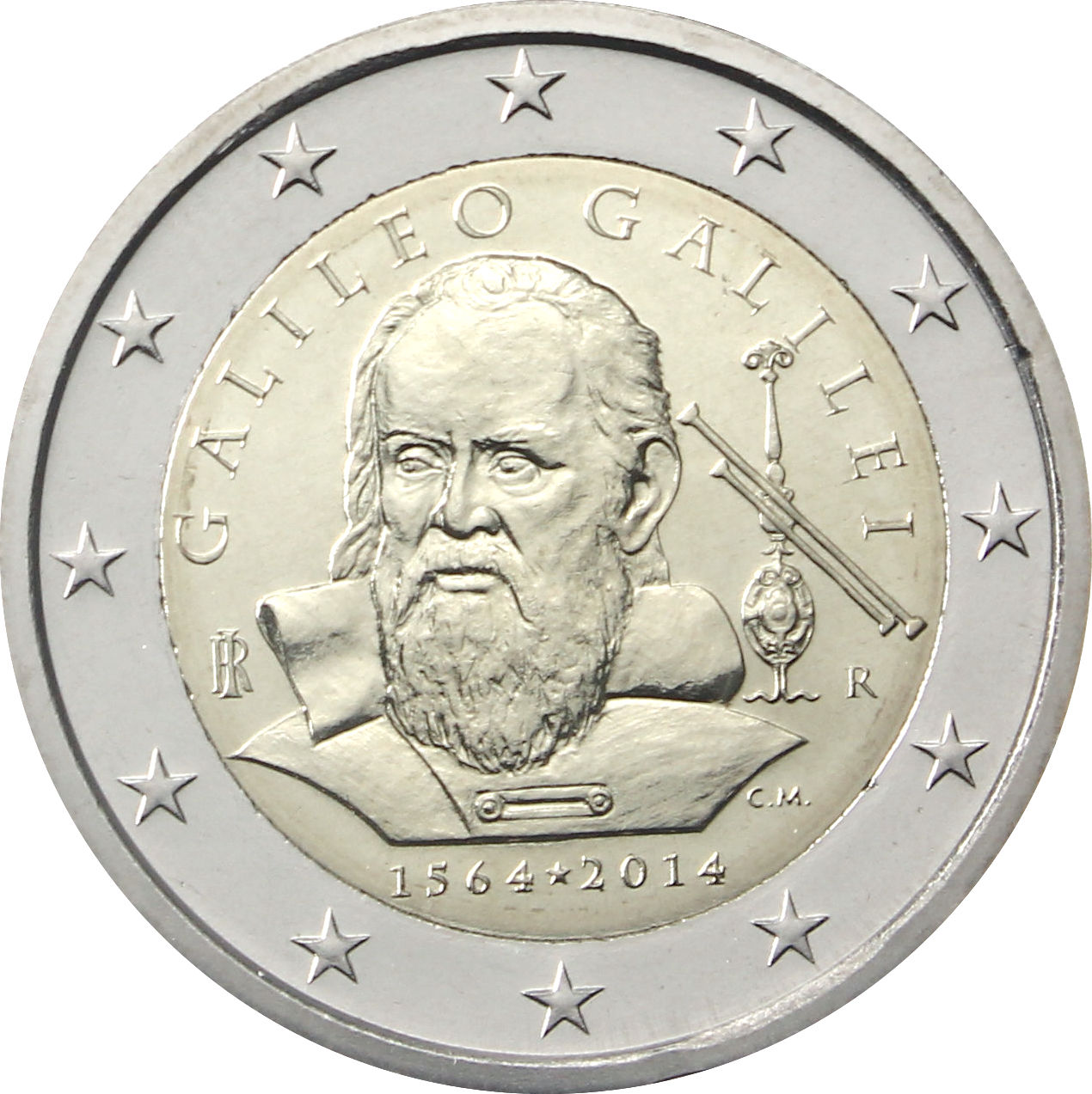Italia - 2 € 450° anniversario nascita di Galileo Galilei 2014