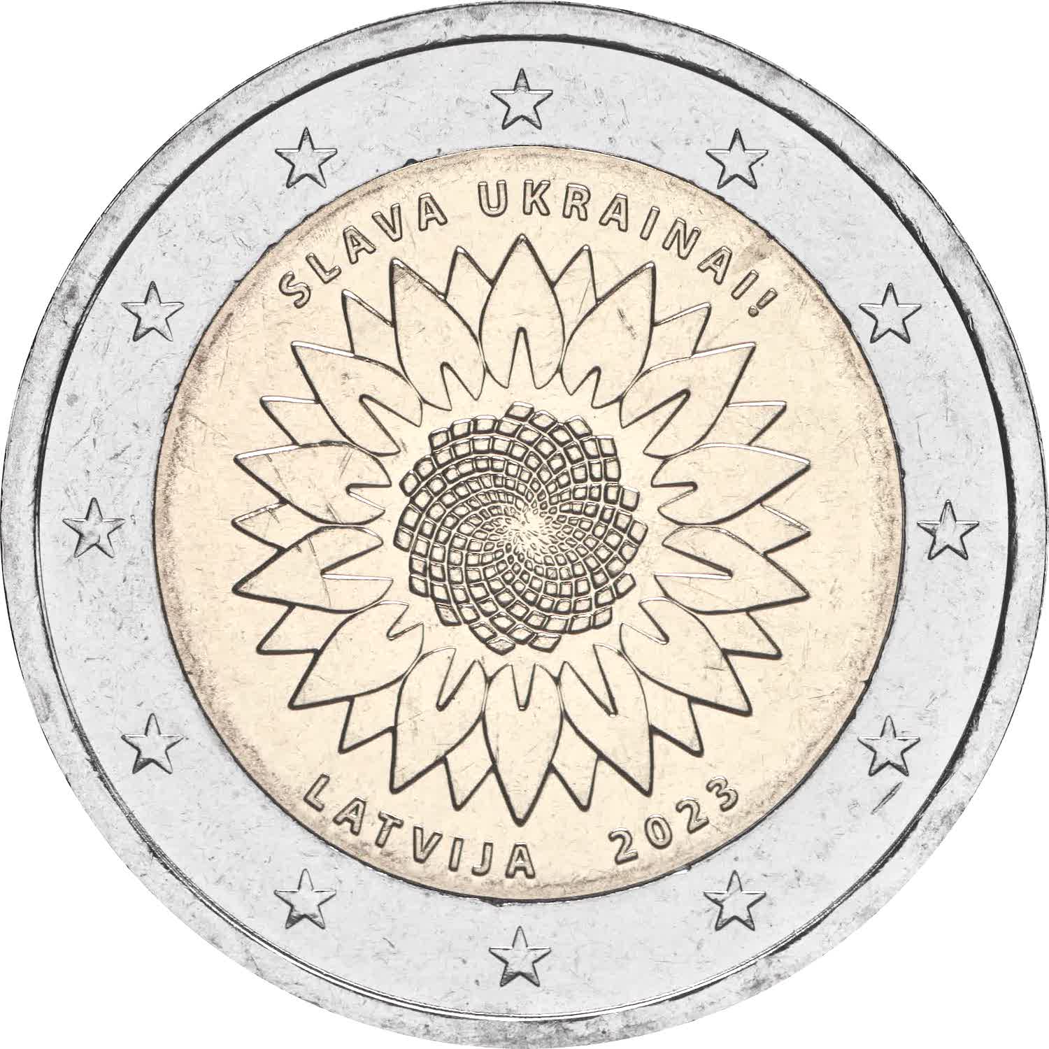 Lettonia 2023 2 euro Girasole ucraino Lettonia 2023 2 euro Girasole ucraino