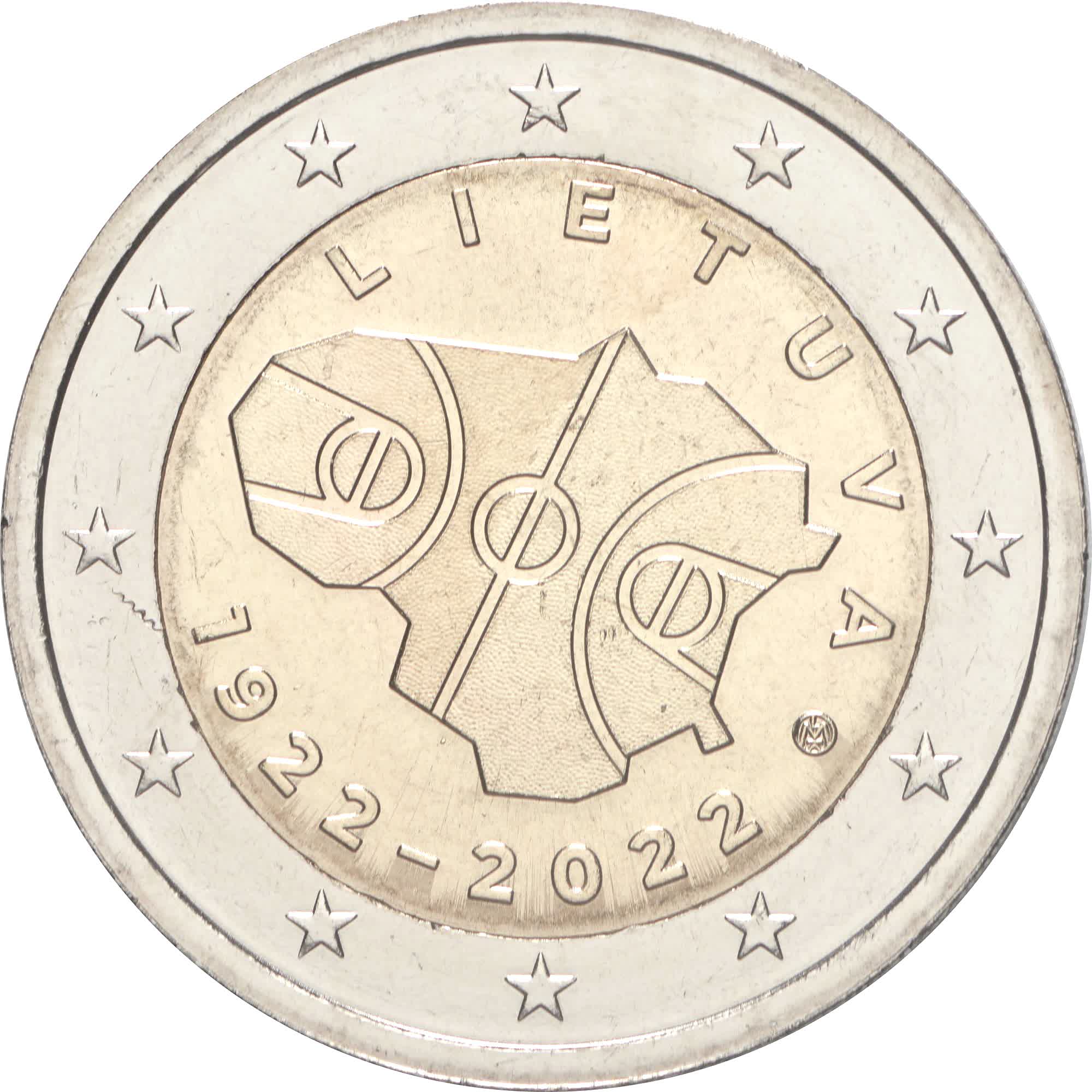 2 € 100° anniversario della Pallacanestro 2022 Lituania 2022 2 euro anniversario basket lituano