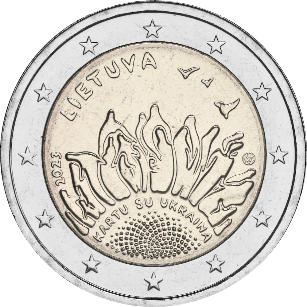 Lituania 2023 - 2 euro Insieme con l'Ucraina Lituania 2023 2 euro Insieme con l'Ucraina