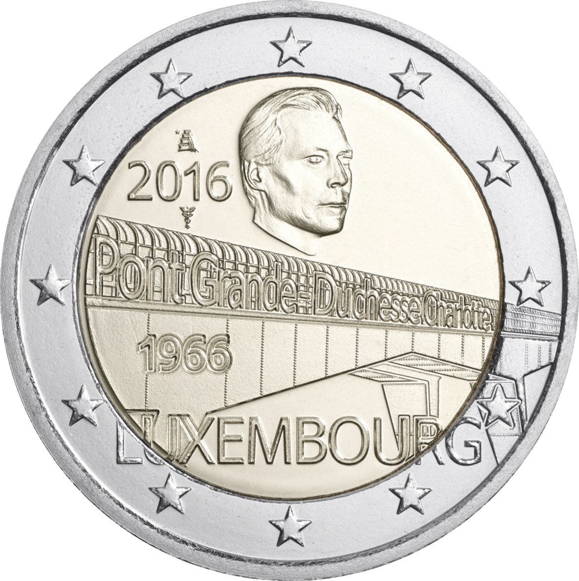 Lussemburgo - 2 € 50° anniversario ponte Granduchessa Carlotta 2016