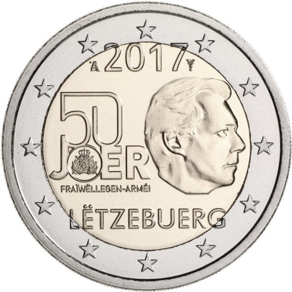 Lussemburgo - 2 € 50° anniversario servizio militare 2017