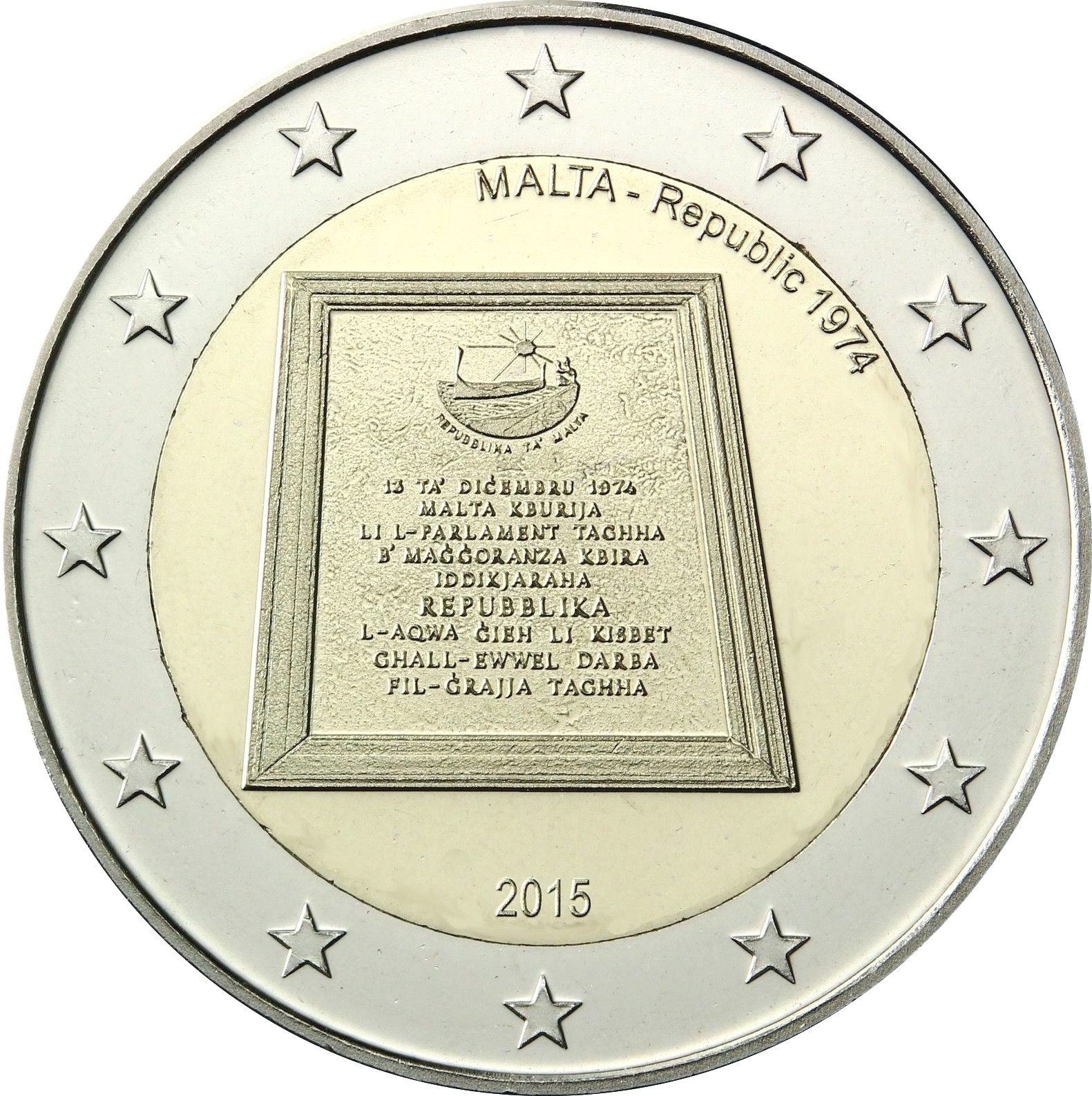 Malta - 2 € Repubblica di Malta 1974 2015