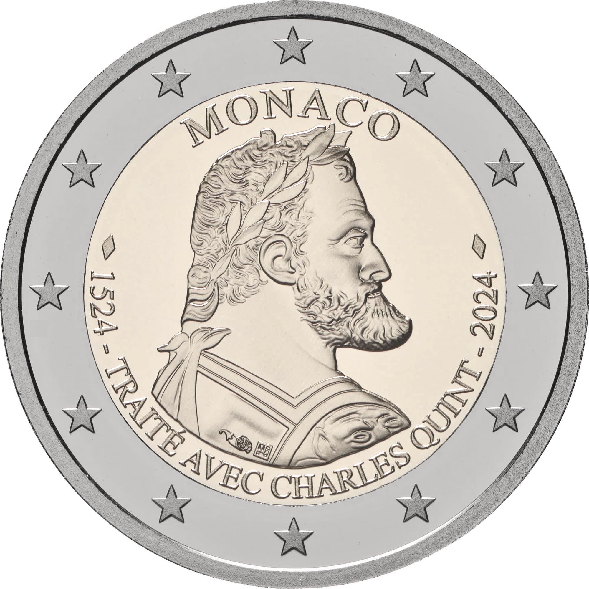 Monaco 2024 - 2 € 500 anni del trattato con Carlo V Monaco 2024 - 2 € 500 anni del trattato con Carlo V