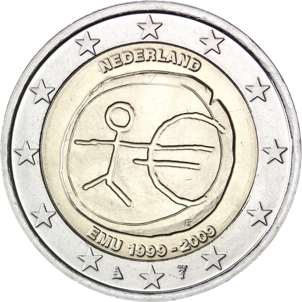 Olanda - 2 € 10° anniversario U.E.M. 2009