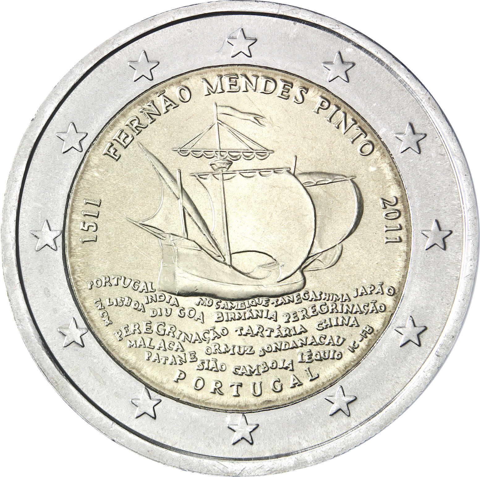 Portogallo - 2 € 500º anniversario di Fernão Mendes Pinto 2011
