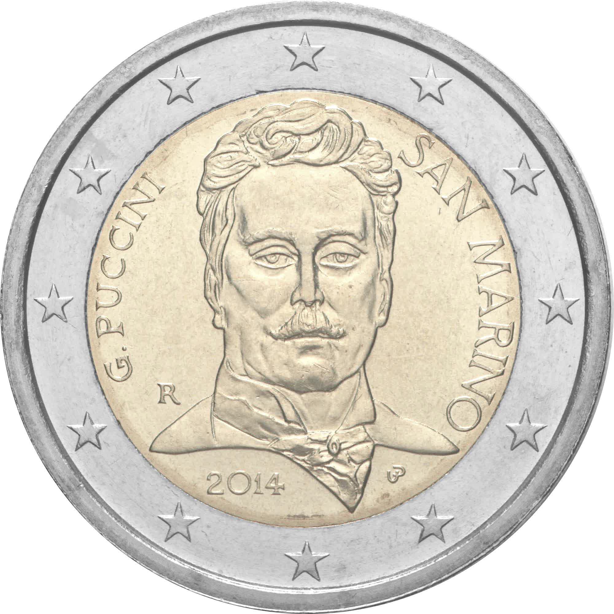 San Marino - 2 € 90° anniversario scomparsa di Giacomo Puccini 2014