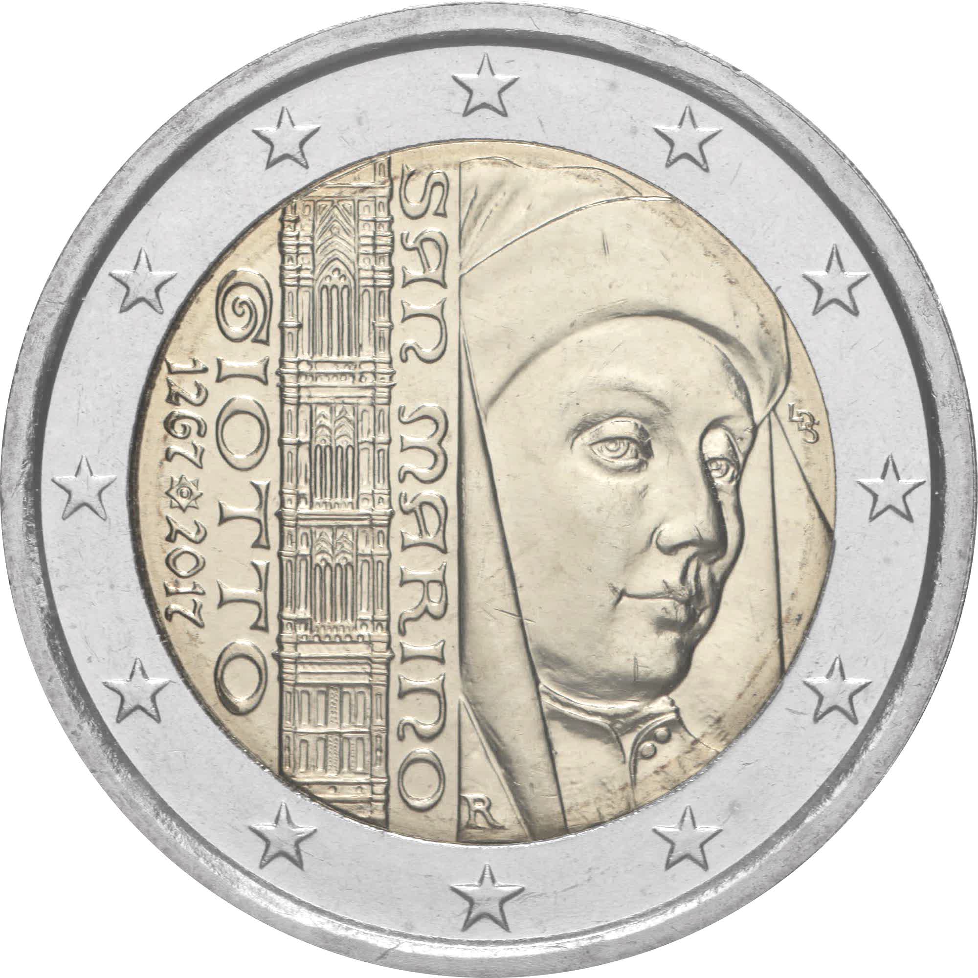 San Marino - 2 € 750° anniversario nascita di Giotto 2017
