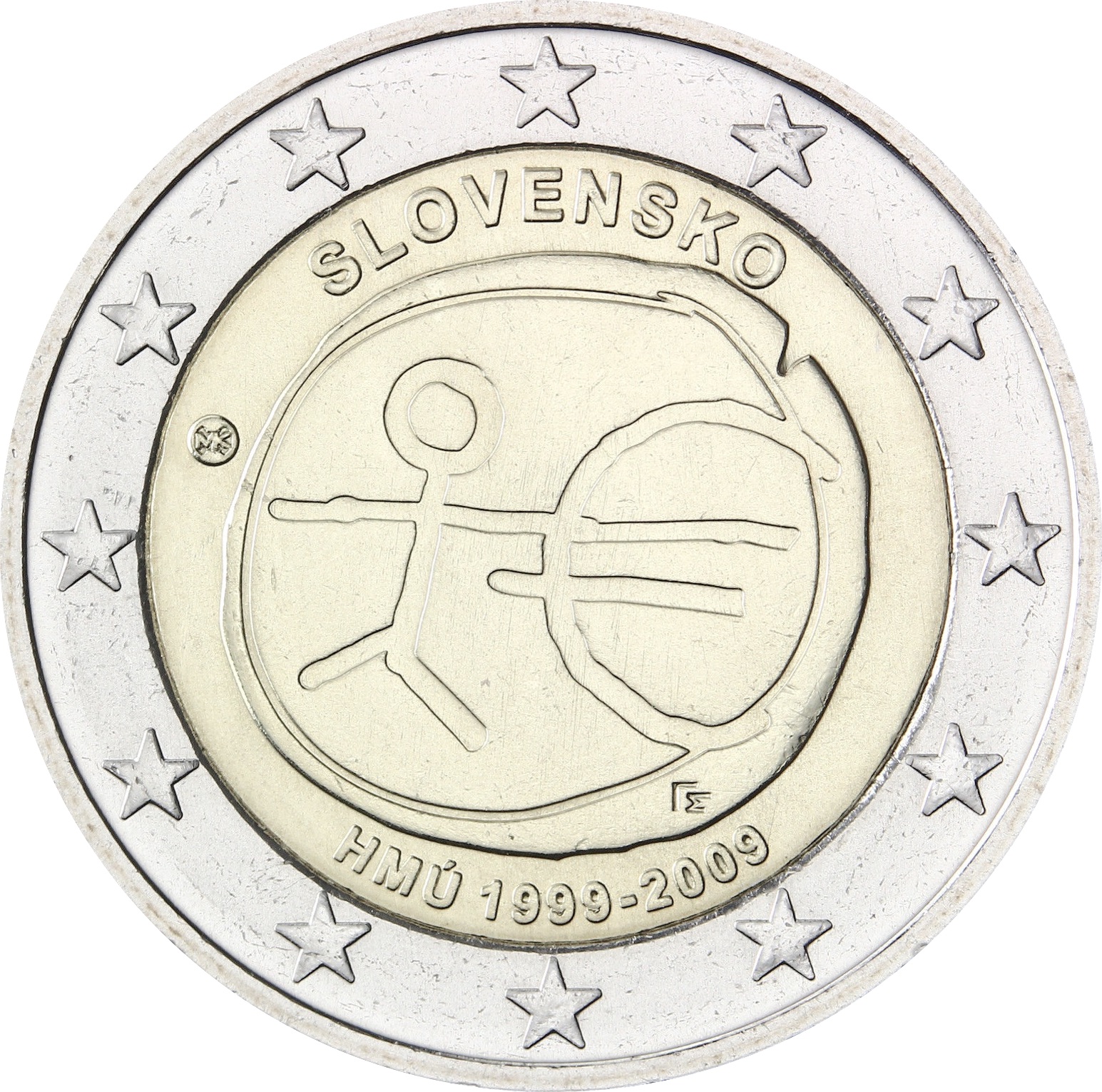 Slovacchia - 2 € 10° anniversario U.E.M. 2009