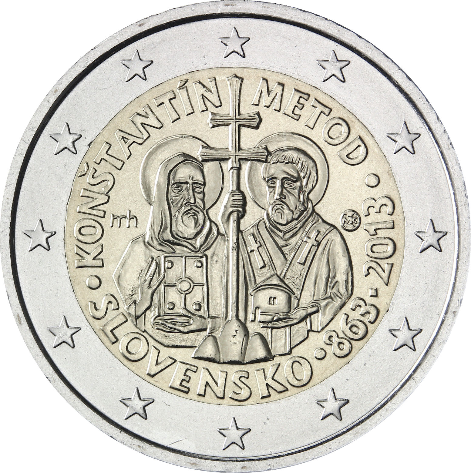 Slovacchia - 2 € 1150° anniversario avvento di Cirillo e Metodio 2013