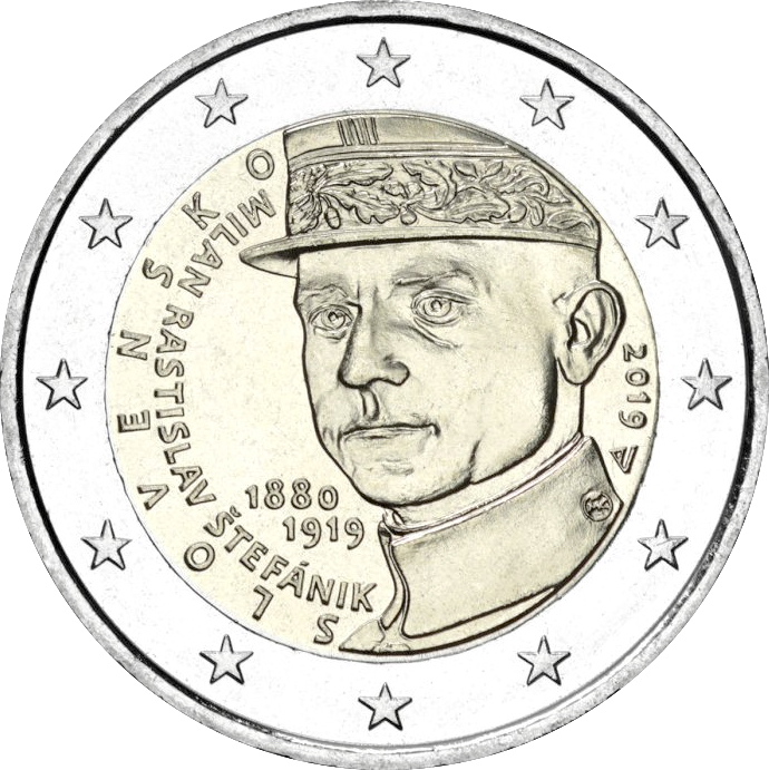 Slovacchia - 2 € 100° anniversario scomparsa di M.R. Stefanik 2019