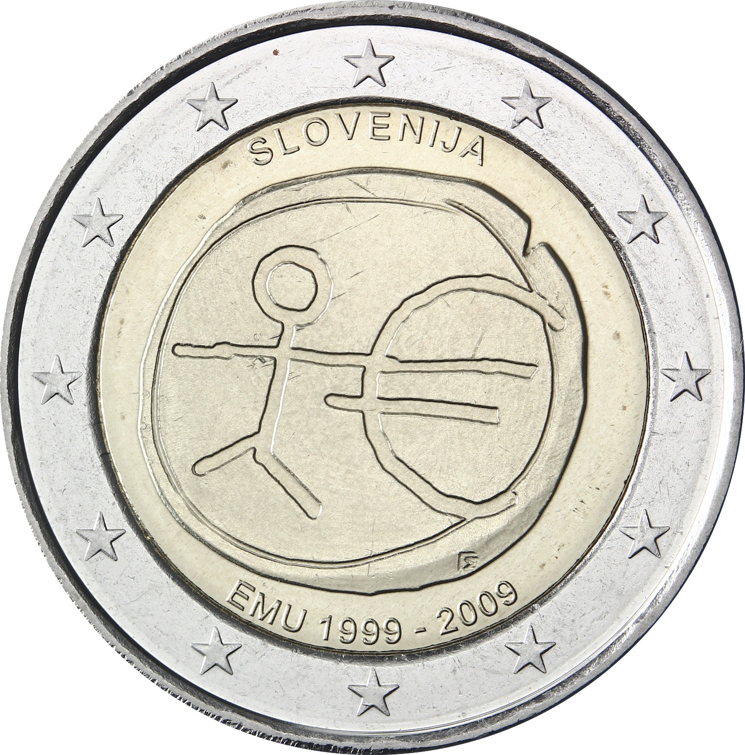 Slovenia - 2 € 10° anniversario U.E.M. 2009