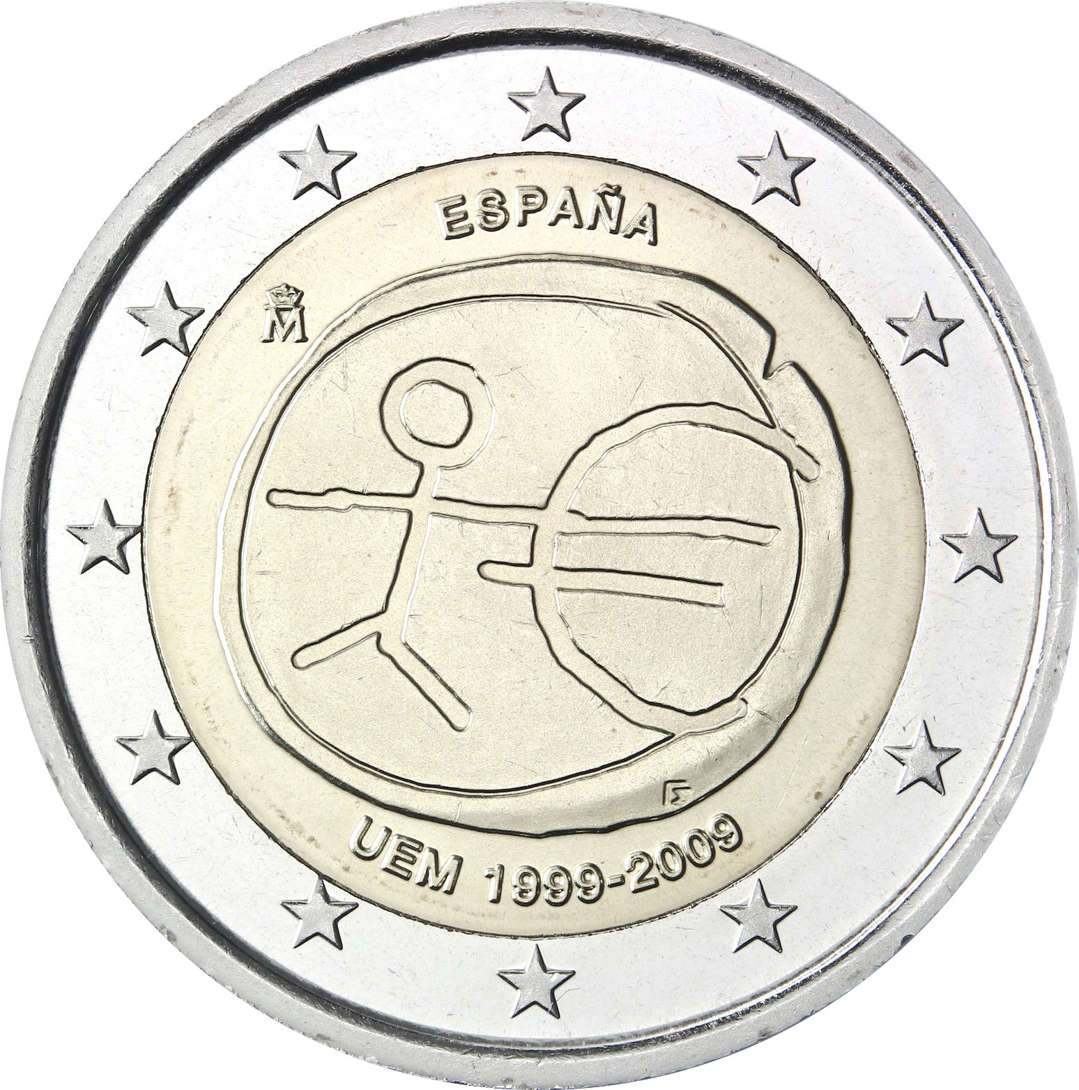 Spagna - 2 € 10° anniversario U.E.M. 2009