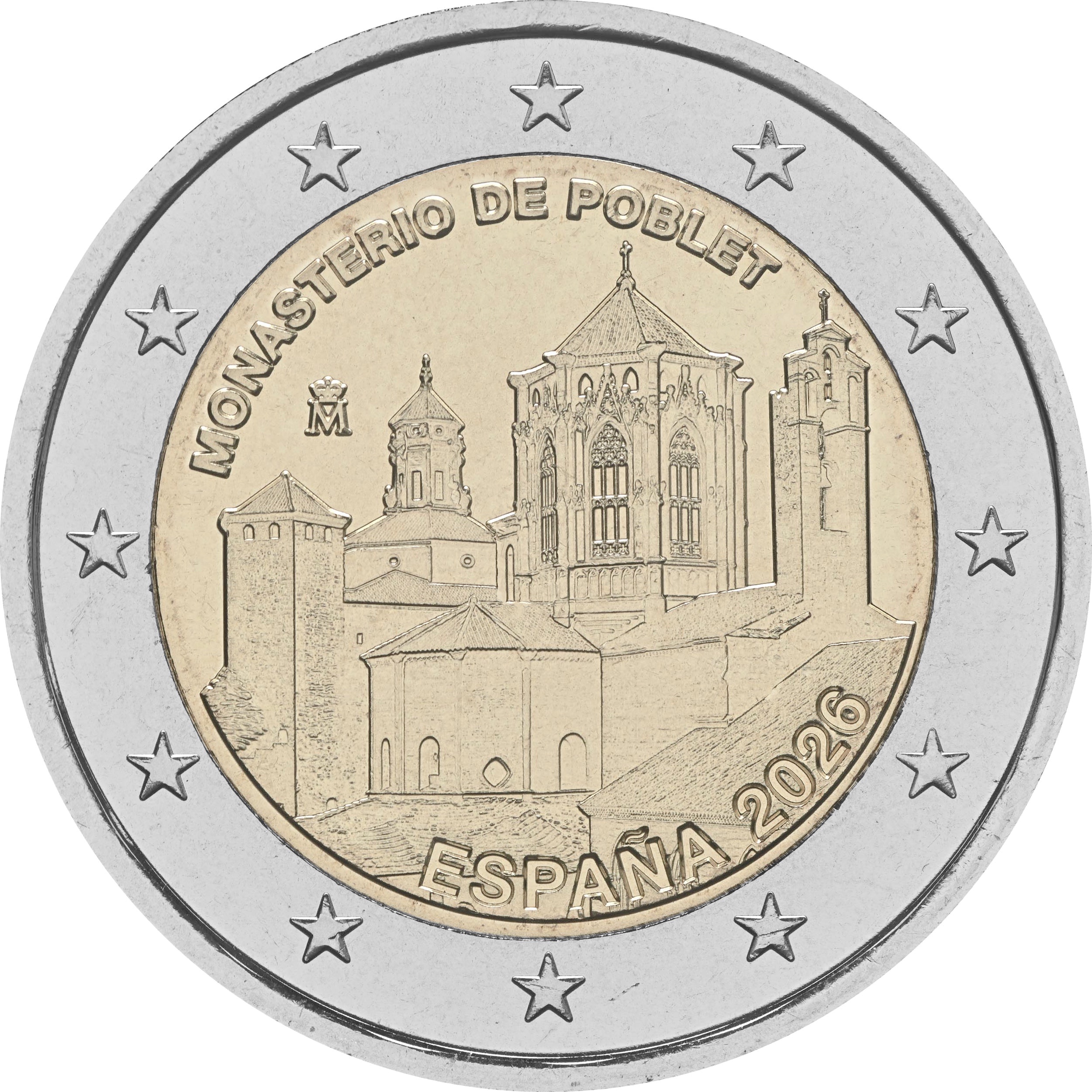 Spagna 2026 - 2 € Monastero di Poblet Spagna 2026 - 2 € Monastero di Poblet
