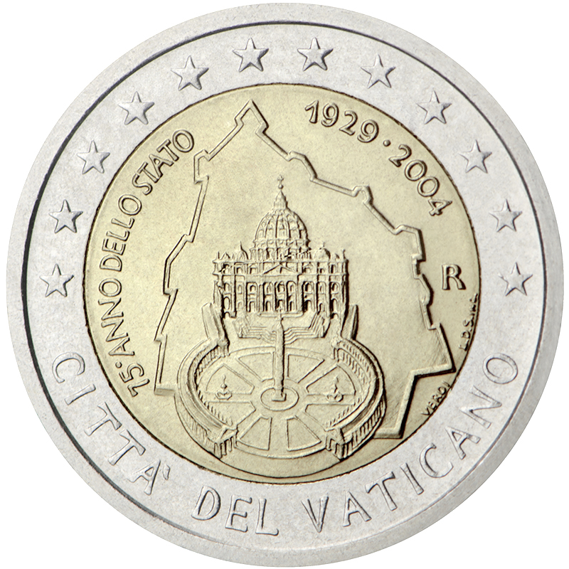 Vaticano - 2 € 75° Anniversario fondazione dello Stato vaticano 2004