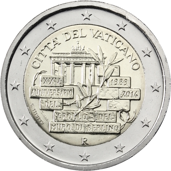 Vaticano - 2 € 25° anniversario crollo del muro di Berlino 2014