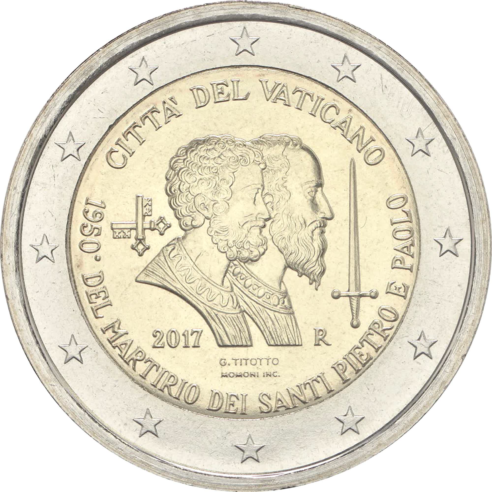 Vaticano - 2 € 1950º anniversario martirio Santi Pietro e Paolo 2017