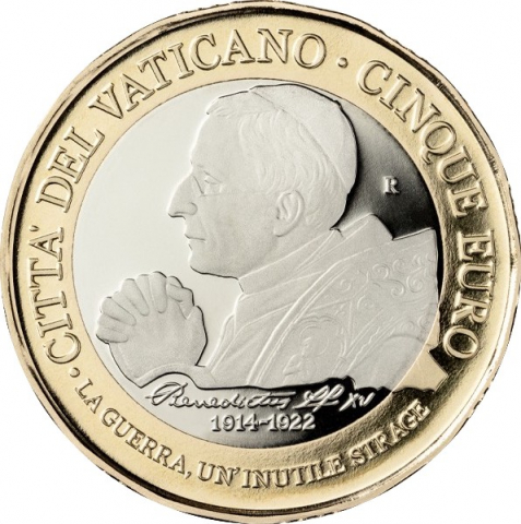 5 € 100° anniversario della morte di papa Benedetto XV 2022 Vaticano